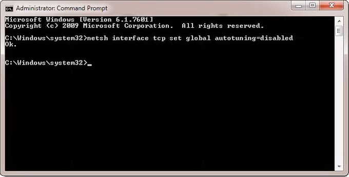 command prompt - running as administrator - netsh