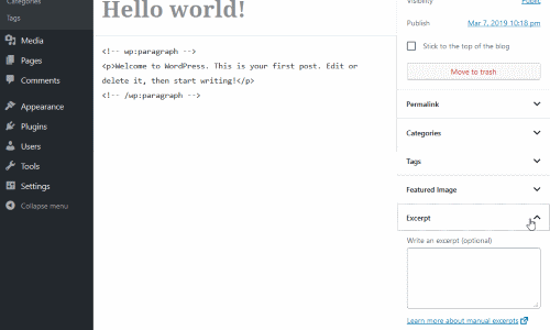 wordpress - gutenberg post editor excerpt wordpress - gutenberg post editor excerpt
