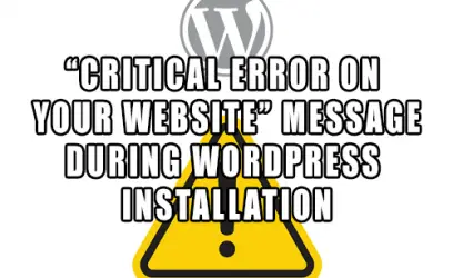 WordPress install - critical error on your website problem