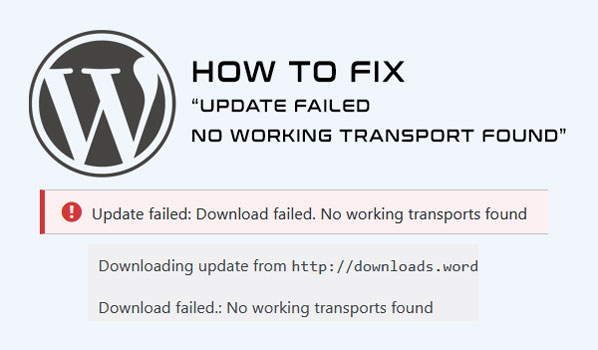 WordPress - Fixing no working transports found