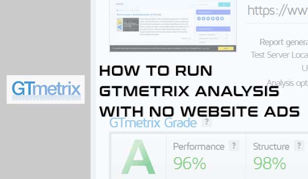 GTmetrix - Test without ads on the website